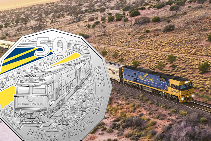 2020 50c Coloured Uncirculated Coin - 50th Anniversary of the Indian Pacific