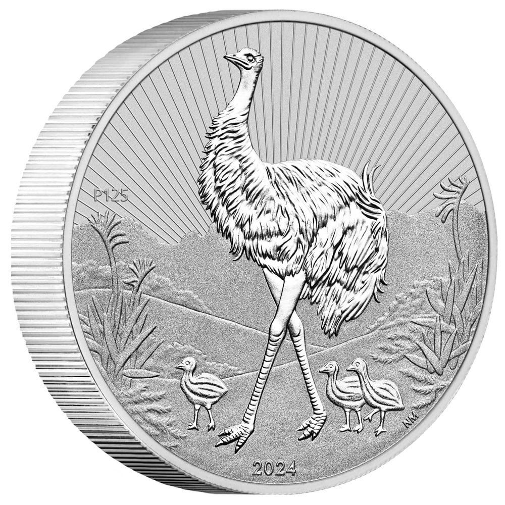 Perth Mint Mother and Baby Emu Piedfort 2024 2 oz Silver Coin