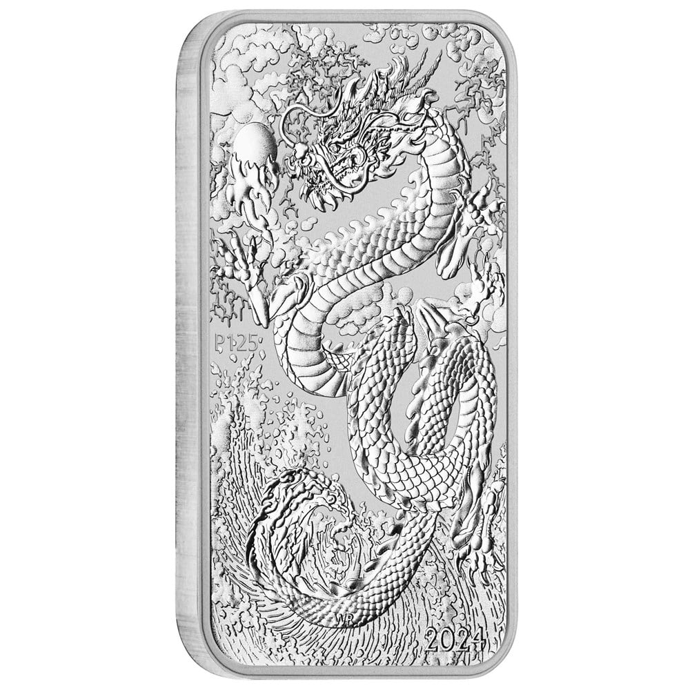 Perth Mint Dragon 1oz .999 Silver Rectangle BU Coin 2024