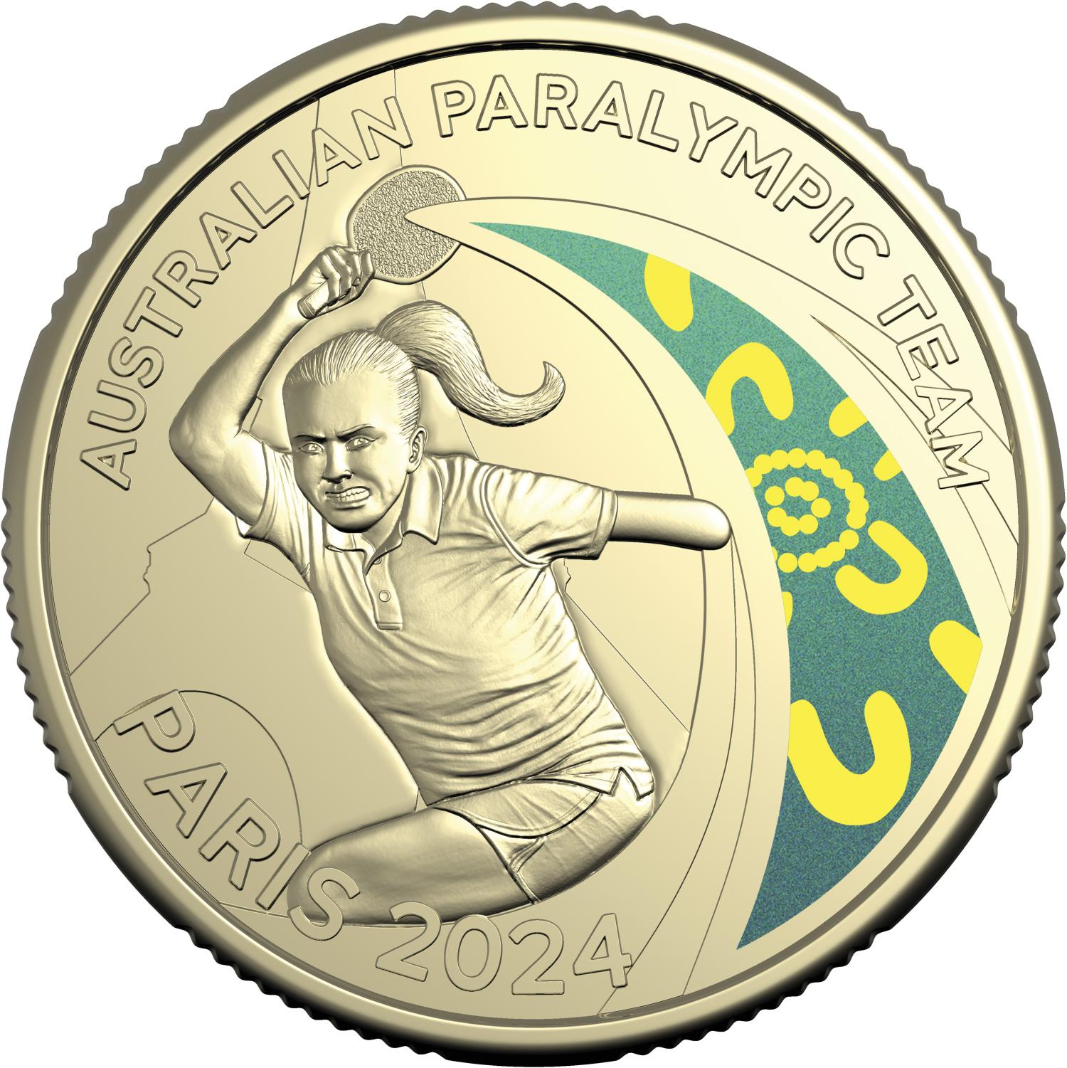 Royal Australian Mint 2024 $1 Australian Paralympic Team Coloured AlBr UNC Coin on Card