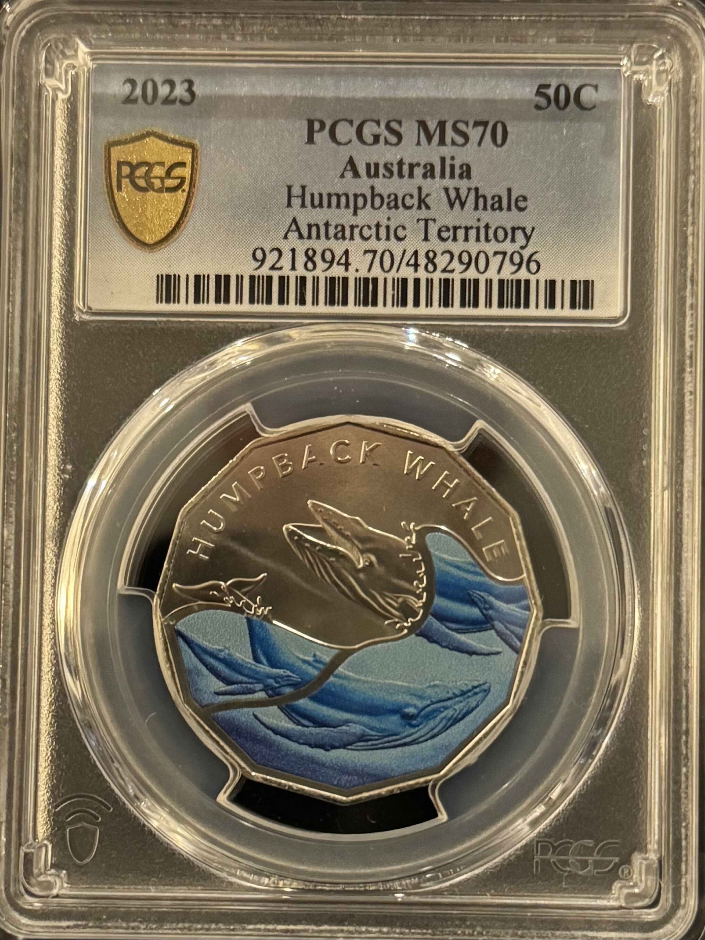 Royal Australian Mint 2023 50c PCGS MS70 Australia Humpback Whale Antartic Territory