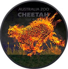 Australia Zoo 2021 Burning Cheetah Black Platinum 24k Metallic $1 Colourised 1oz .999 Silver Coin