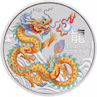 Perth Mint 2024 Year of the Dragon 1/2 oz Silver Golden Dragon Coloured Coin