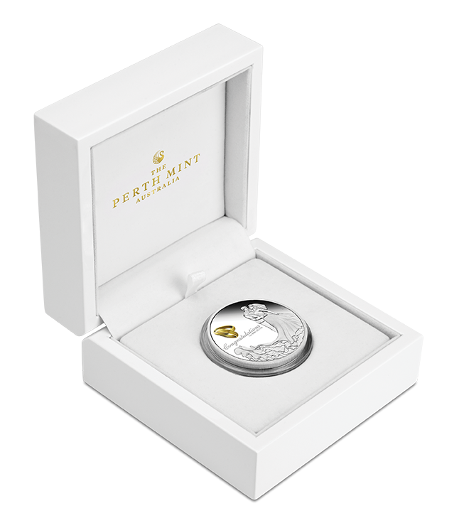 Perth Mint Wedding 1 oz 99.99% Silver Proof Coloured Coin