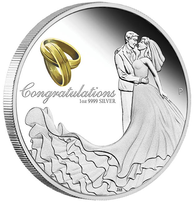 Perth Mint Wedding 1 oz 99.99% Silver Proof Coloured Coin