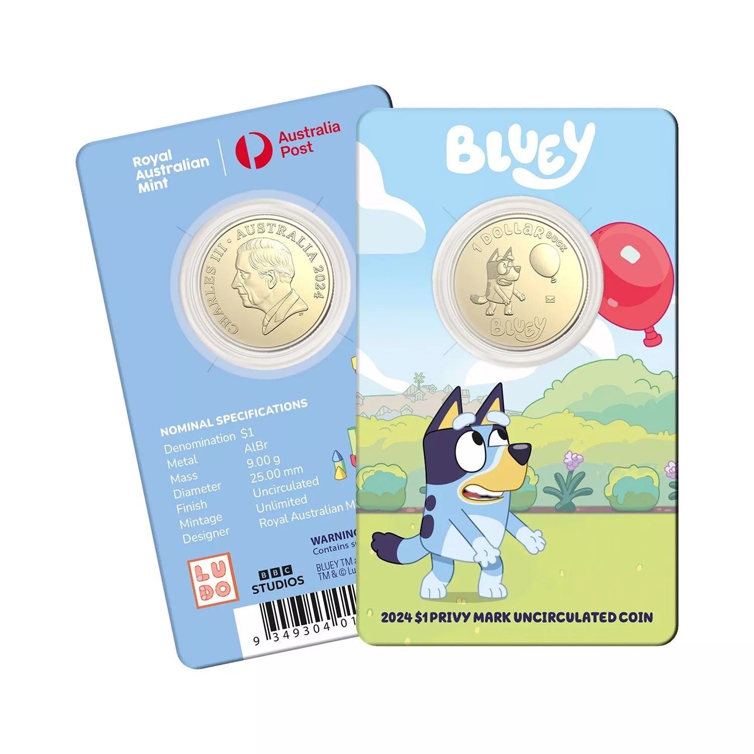 Royal Australian Mint 2024 Bluey Bucks $1 Coin in Card