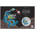 Perth Mint Lunar Series III Year of the Dragon, Teal Dragon 2024 1 oz Silver Coloured Coin- Perth Money Expo ANDA Special in Card