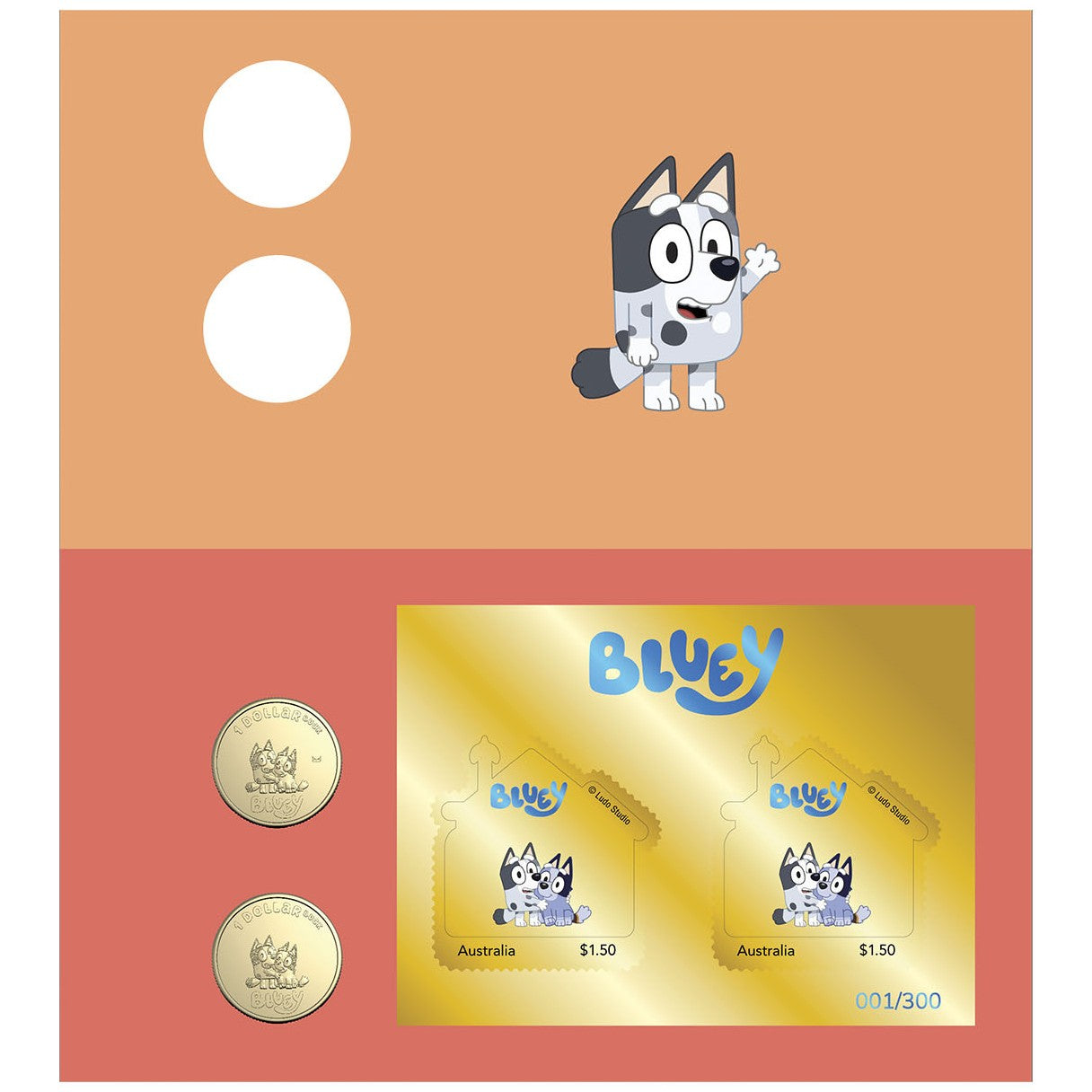 Royal Australian Mint 2024 Bluey Muffin & Sox Limited Edition 2 Coin $1 PNC