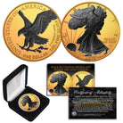 American Eagle 2024 1 oz Silver 24K Gold Gilded Coin  with Black Ruthenium Highlights