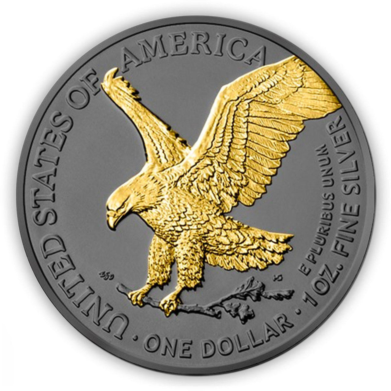 American Eagle 2024 1 oz Silver 24K Gold Gilded with Black Ruthenium Coin