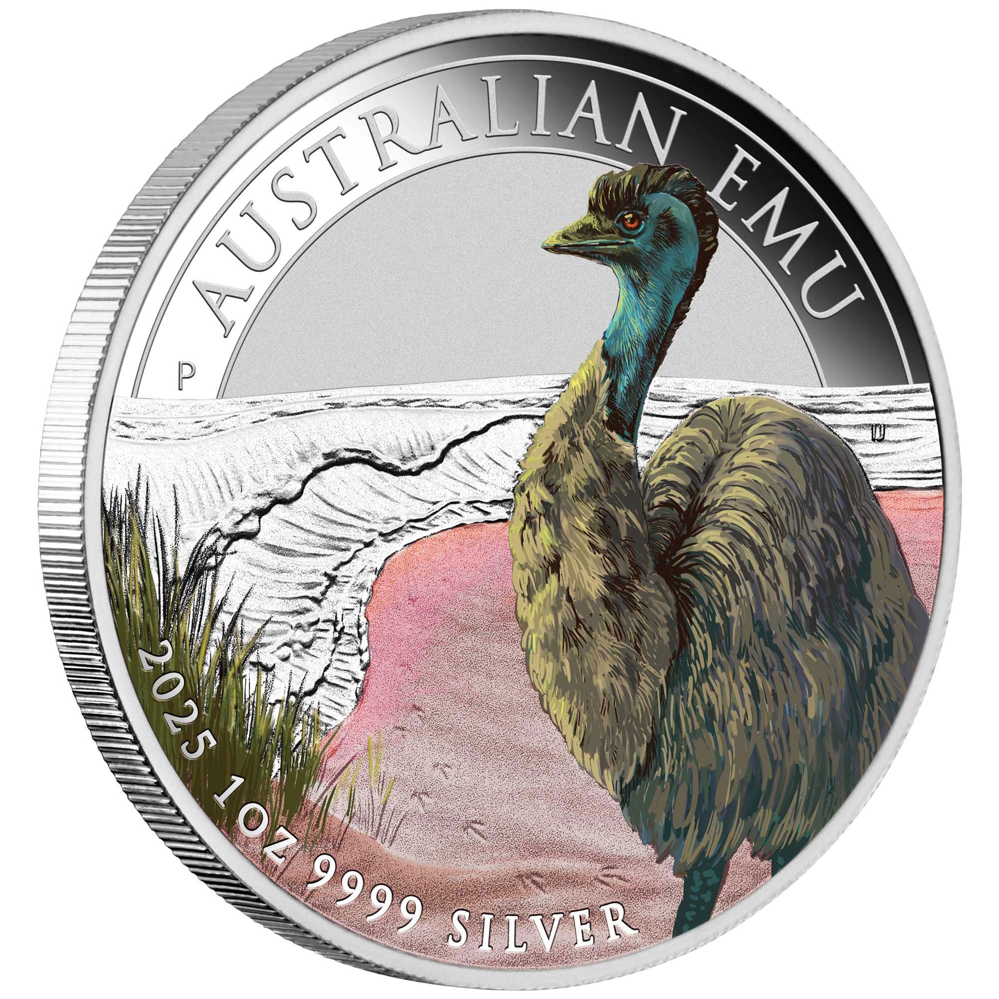 Perth Mint Emu 1 oz Silver 2025 Coloured Coin