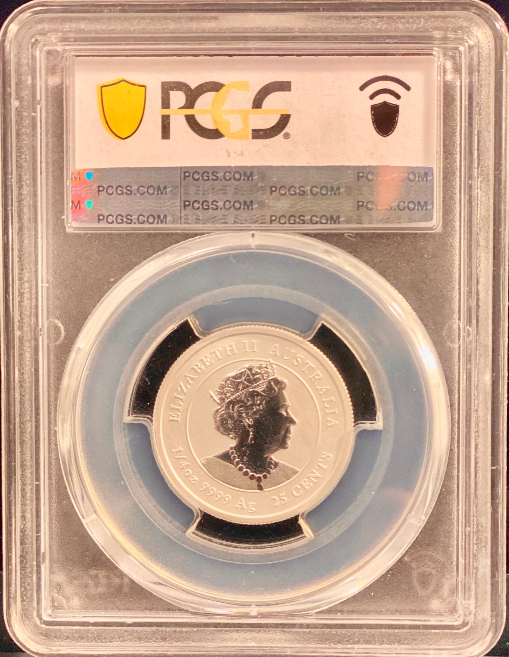 Perth Mint 2023-P 1/4 oz Silver PCGS MS70 Year of the Rabbit Colorised ANDA Sydney Money Expo