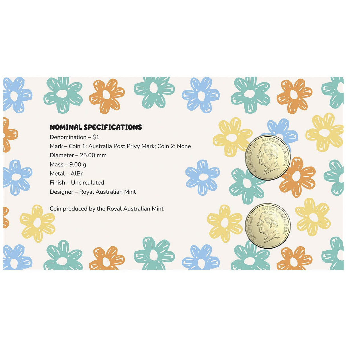 Royal Australian Mint 2024 Bluey Mum & Dad Limited Edition 2 Coin $1 PNC