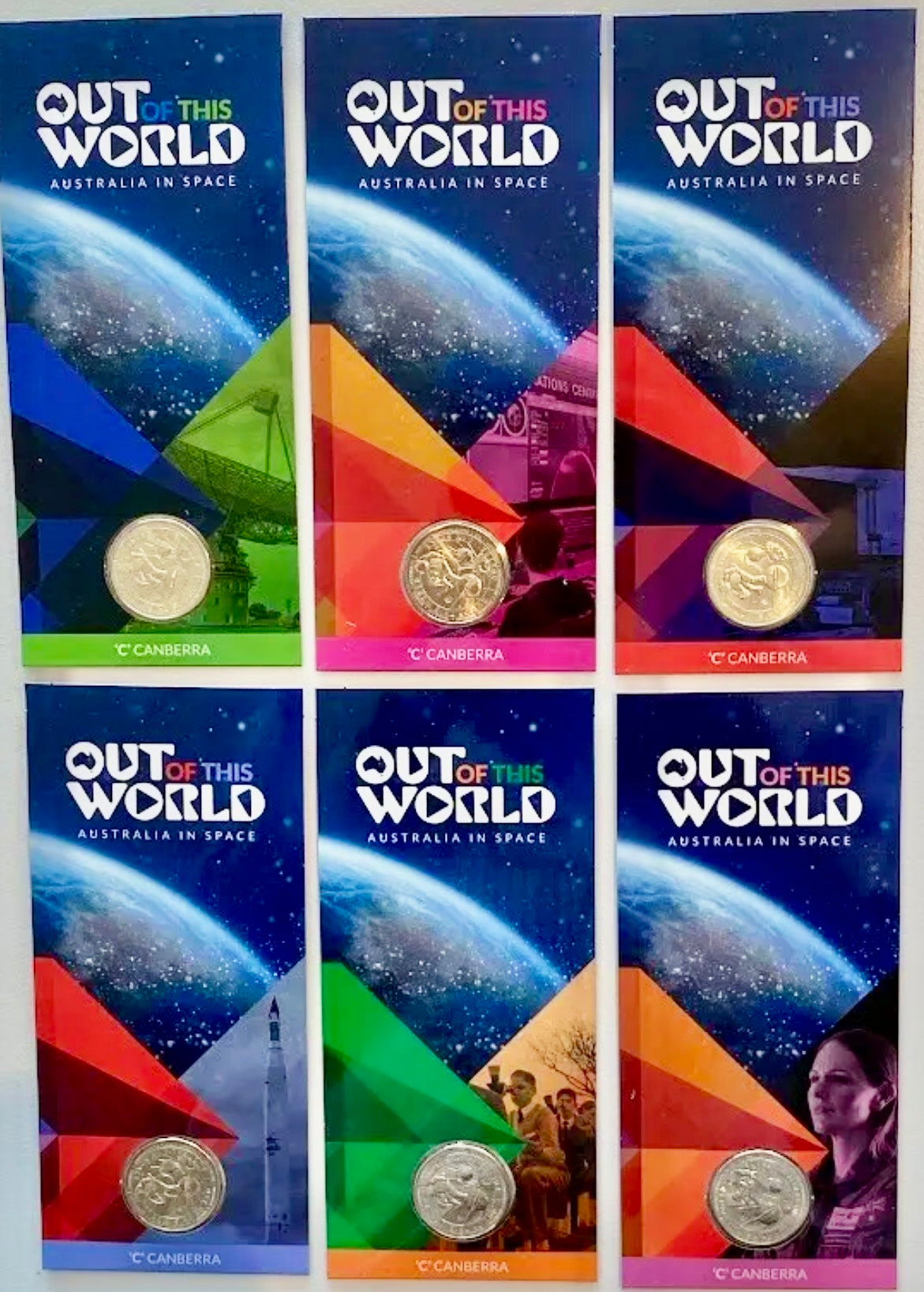 Royal Australian Mint 2024 Out of This World Australia in Space C Mintmark $1 King Charles III Counterstamp UNC Set of Six coins