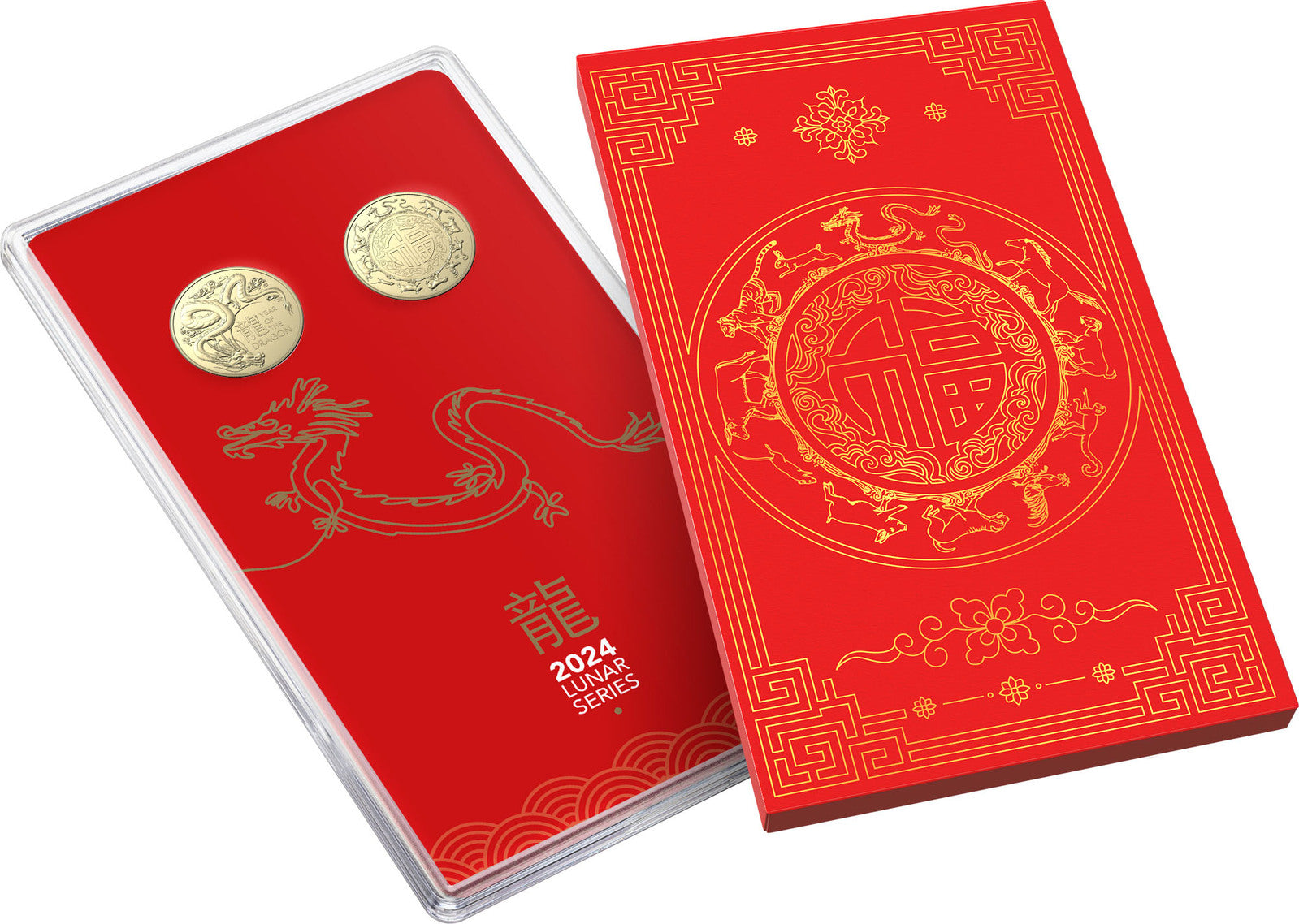 Royal Australian Mint 2024 $1 UNC Year of the Dragon 2 Coin Set