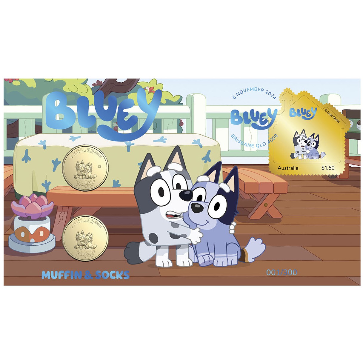 Royal Australian Mint 2024 Bluey Muffin & Sox Limited Edition 2 Coin $1 PNC