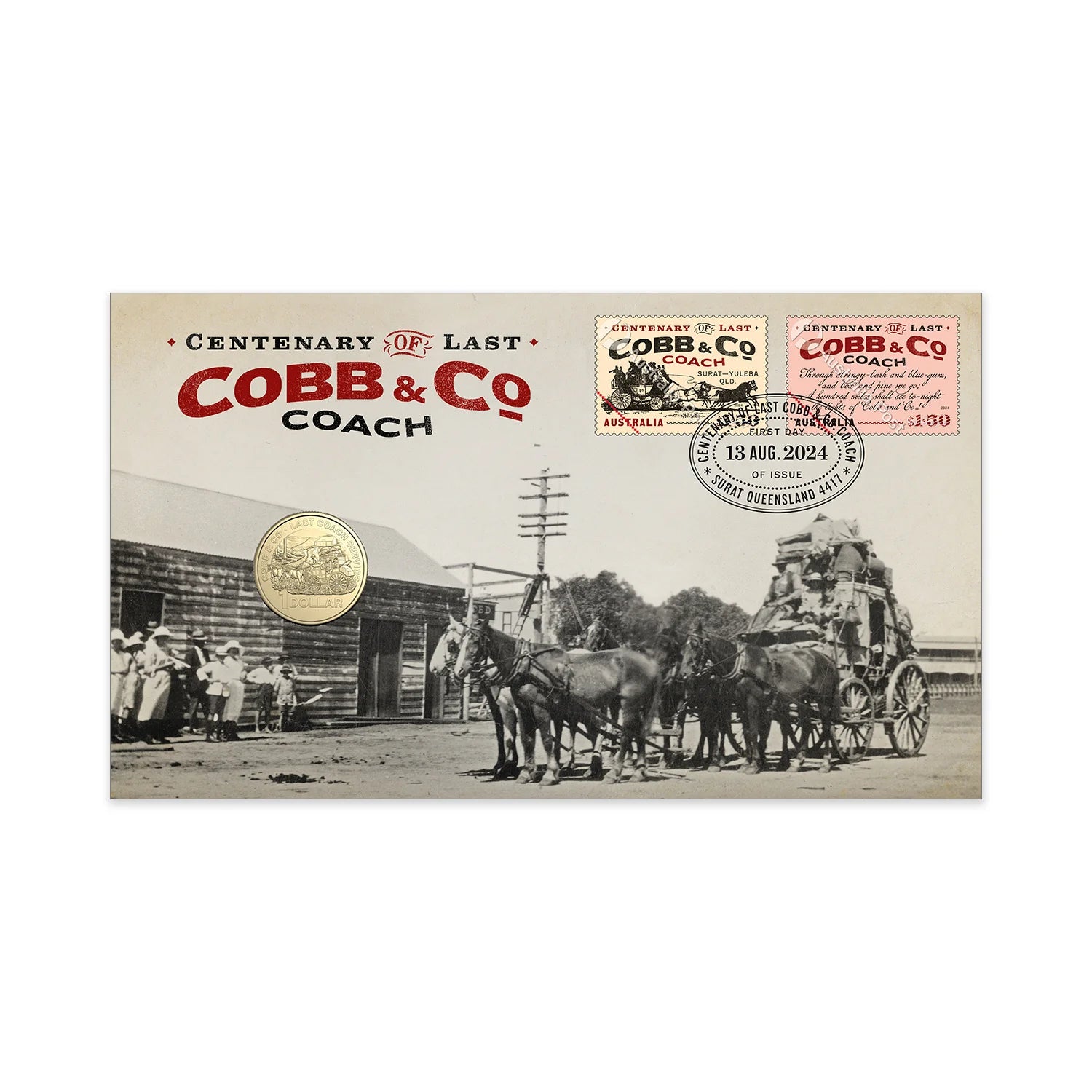 Royal Australian Mint Cobb & Co Centenary of the Last Coach Service in Australia 2024 $1 PNC