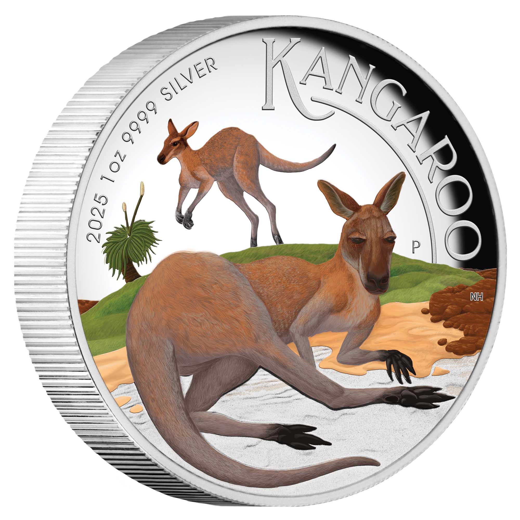 Perth Mint Australian Kangaroo 2025 1oz Silver Proof Coloured High Relief Coin