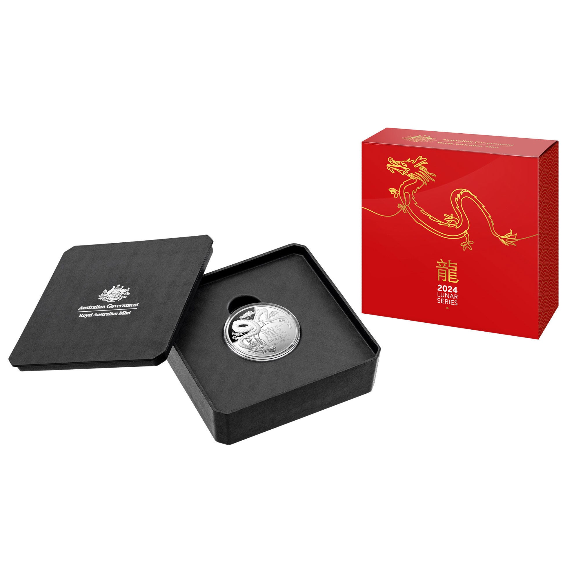 Royal Australian Mint 2024 Year of the Dragon $5 Fine Silver Proof Domed Coin