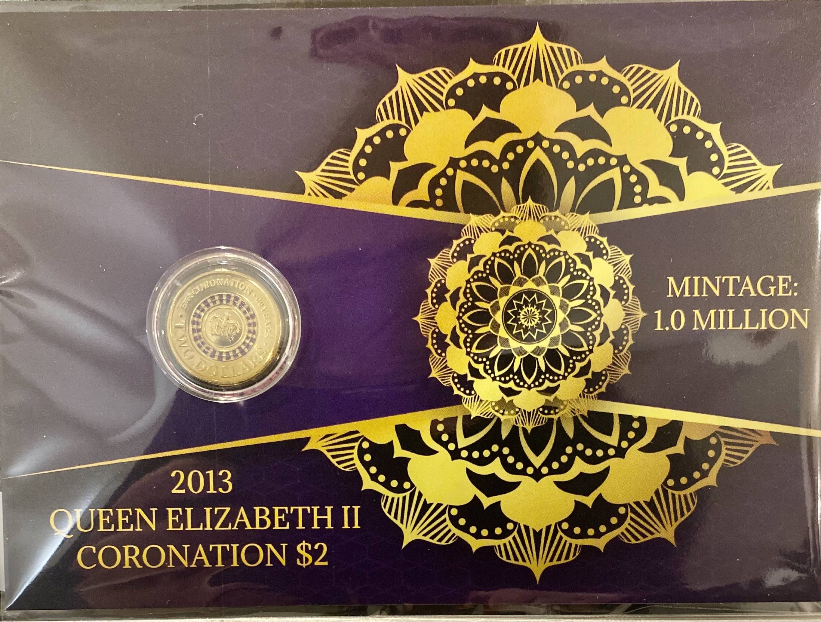 2013 60th Anniversary of Queens Coronation Purple Coloured UNC Coin in Maxi Card