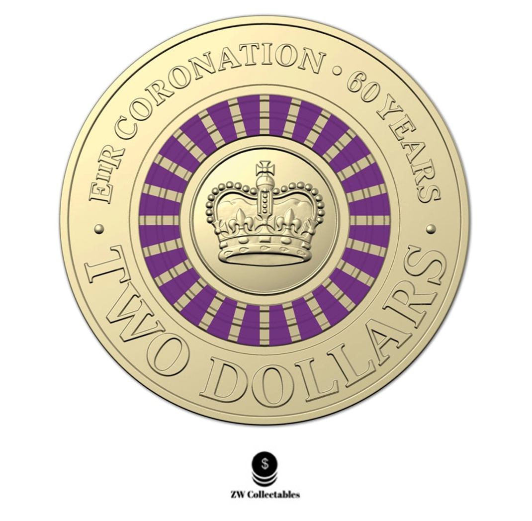 2013 60th Anniversary of Queens Coronation Purple Coloured UNC Coin in Maxi Card