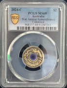 Royal Australian Mint 2024 $2 C Mintmark PCGS War Animal Remembrance Colorized MS69