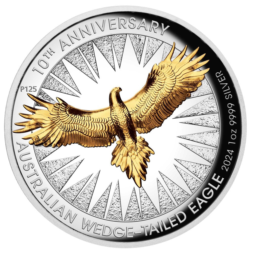 Perth Mint Wedge-tailed Eagle 2024 1oz Silver Proof High relief Gilded coin