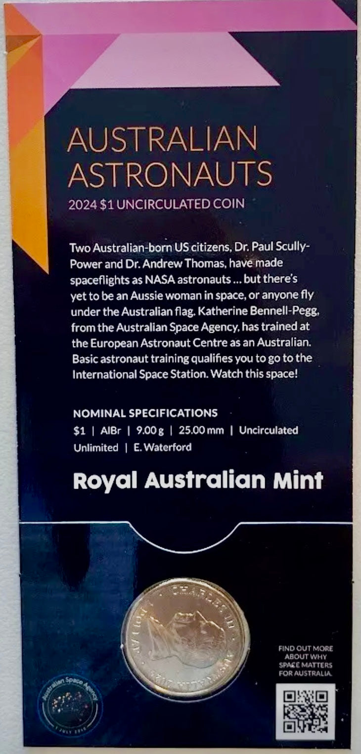 Royal Australian Mint 2024 Out of This World Australia in Space C Mintmark $1 King Charles III Counterstamp UNC Set of Six coins