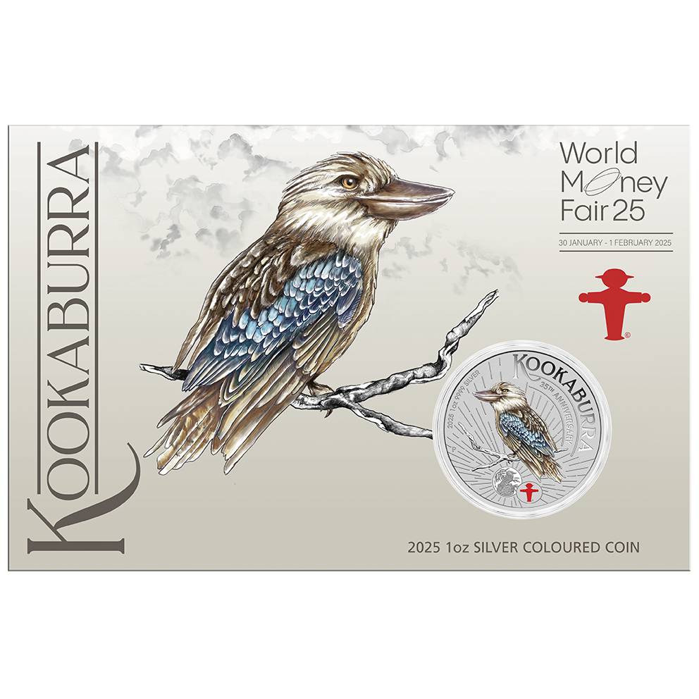 Perth Mint 2025 Australian Kookaburra World Money Fair 1oz Silver Coloured Coin