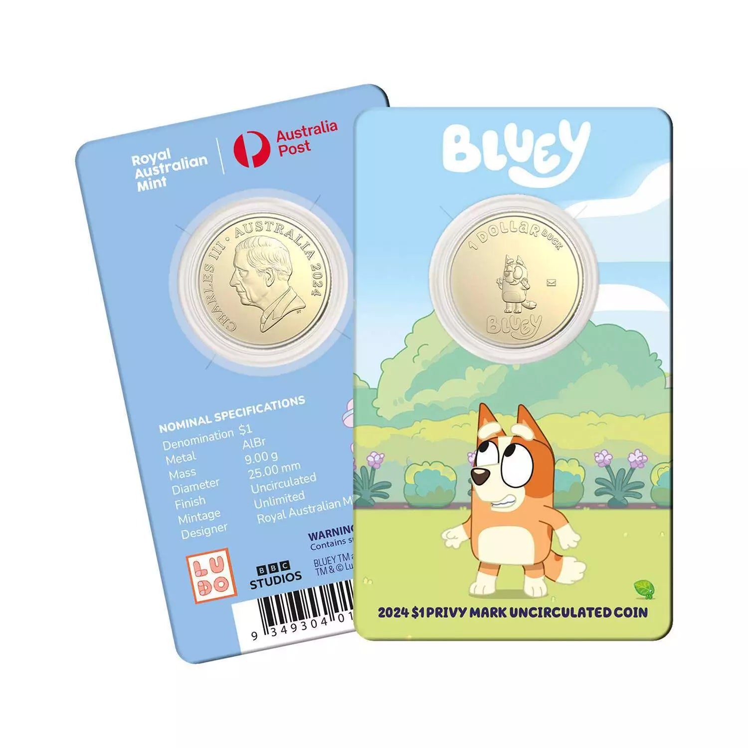 Royal Australian Mint 2024 Bluey Bucks Bingo $1 Coin in Card