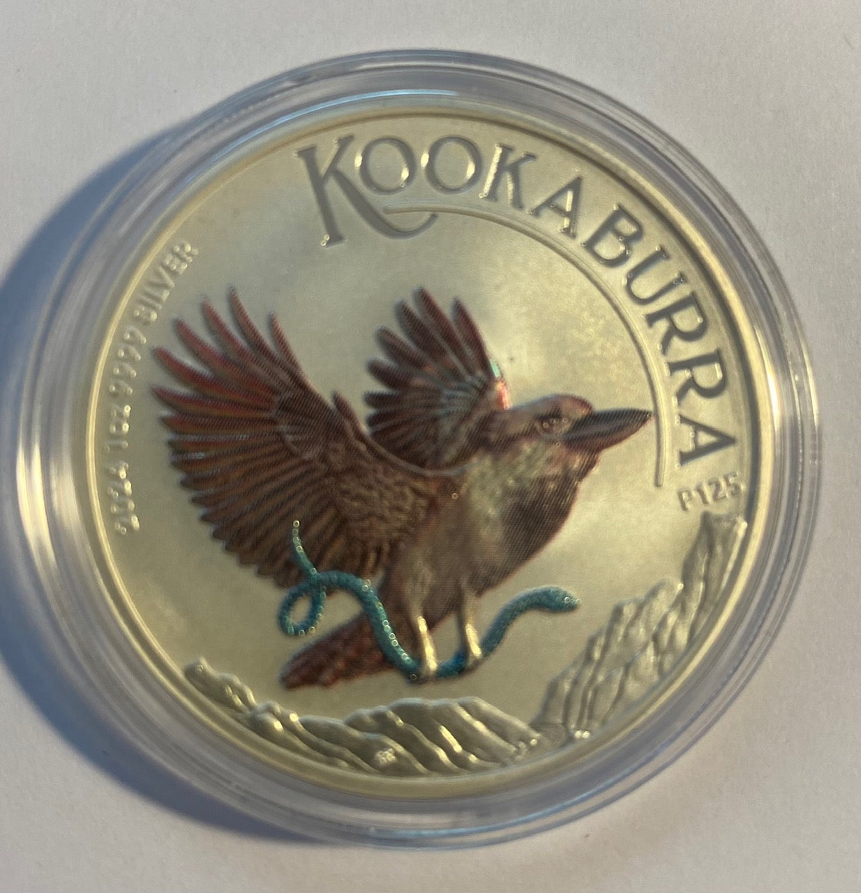 Perth Mint 2024 Australian Kookaburra 1oz Silver Coloured Coin in Capsule