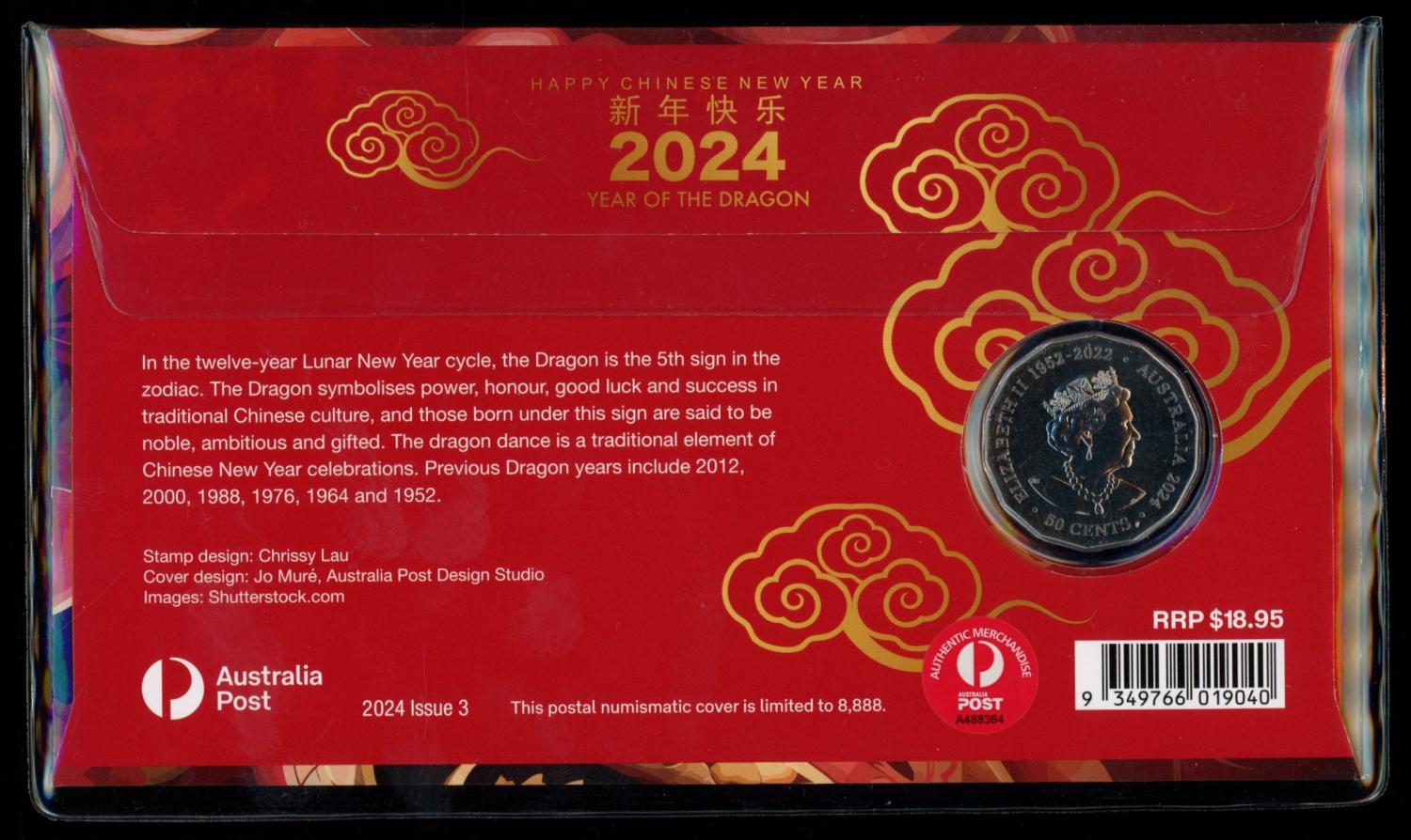 Royal Australian Mint Happy Chinese New Year, Year of the Dragon 2024 PNC