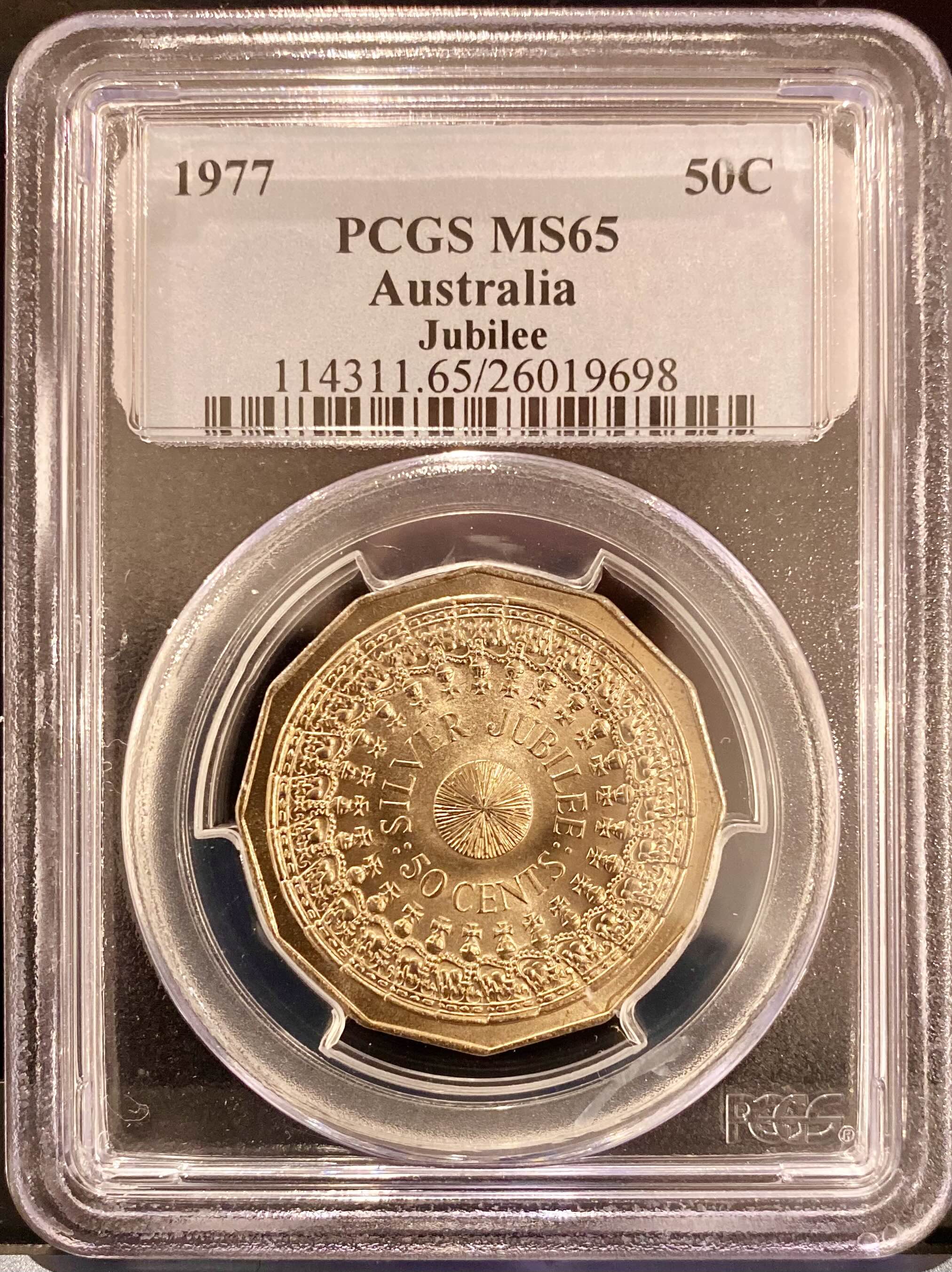 Royal Australian Mint 1977 Australia Jubilee 50c Coin - PCGS MS65