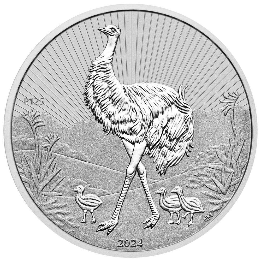 Perth Mint Mother and Baby Emu Piedfort 2024 2 oz Silver Coin