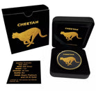 Australia Zoo 2021 Cheetah Black Platinum 24k Gold Gilded $1 1oz .999 Silver Coin