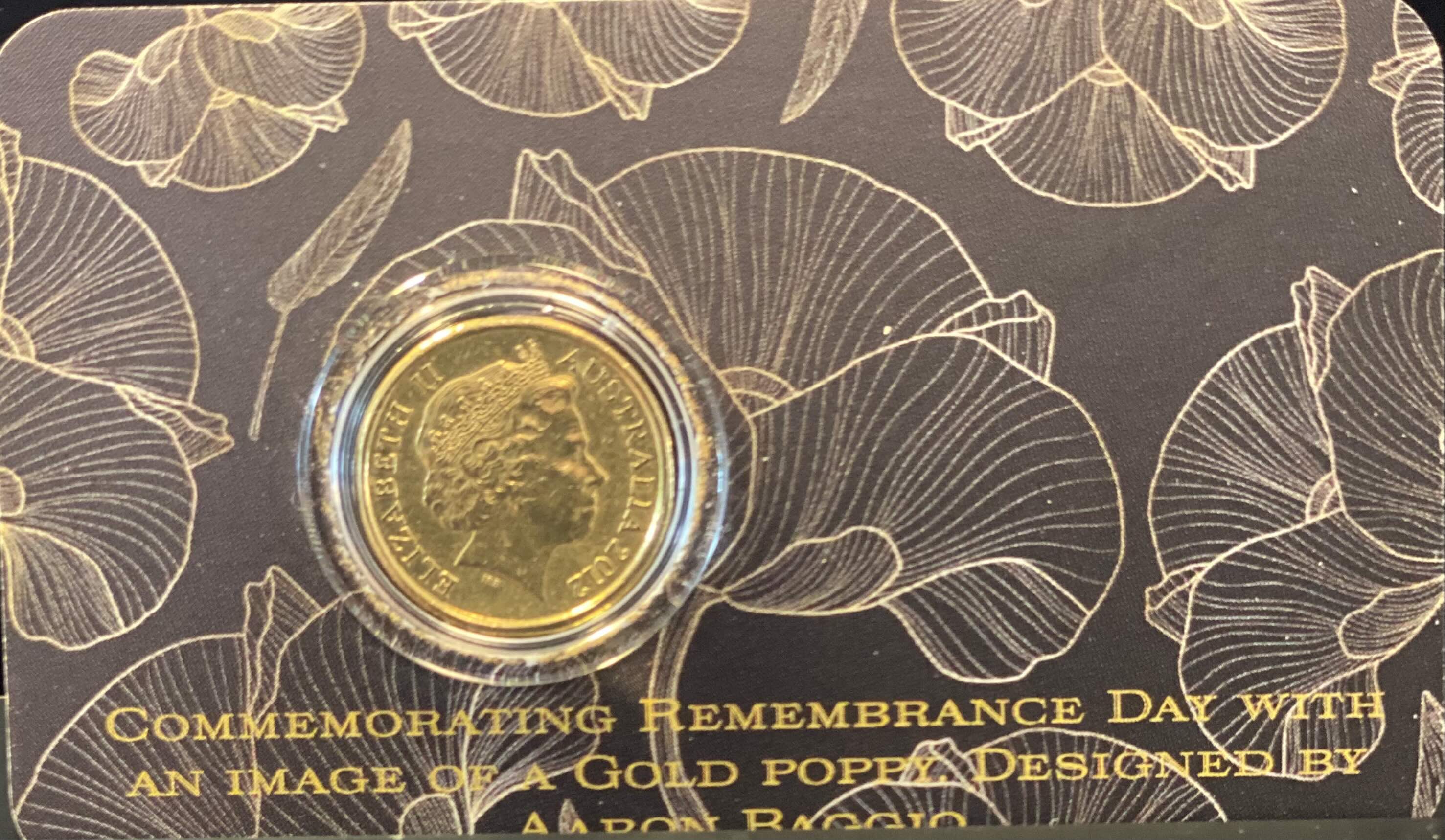 2012 Remembrance Day Gold Poppy $2 Coin in Card