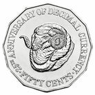 Royal Australian Mint 25th Anniversary of Decimal Currency 1991 50C UNC Coin