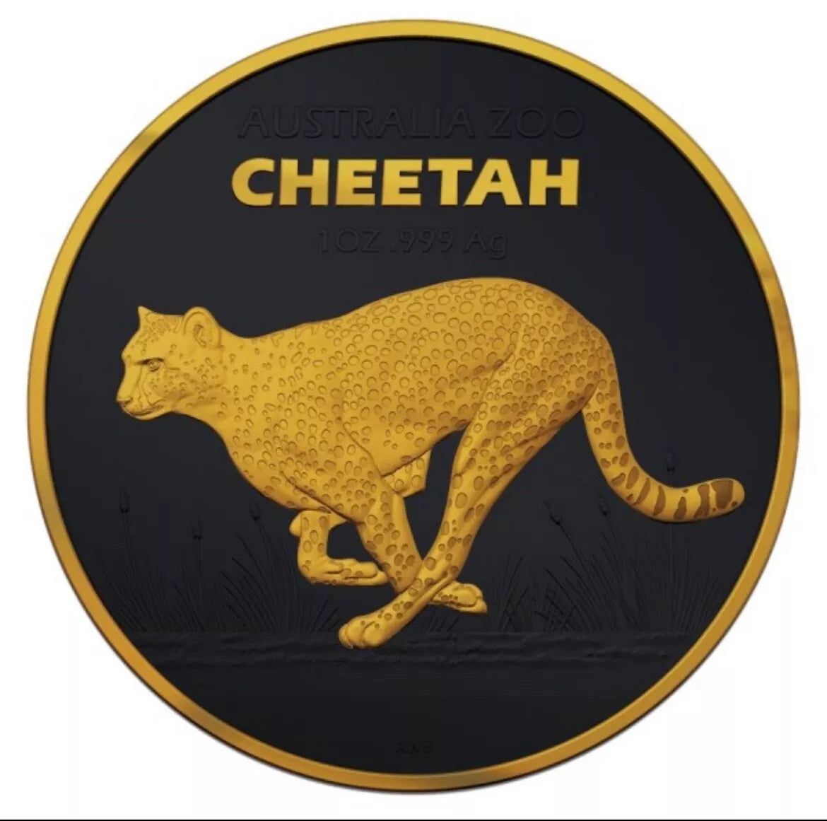 Australia Zoo 2021 Cheetah Black Platinum 24k Gold Gilded $1 1oz .999 Silver Coin