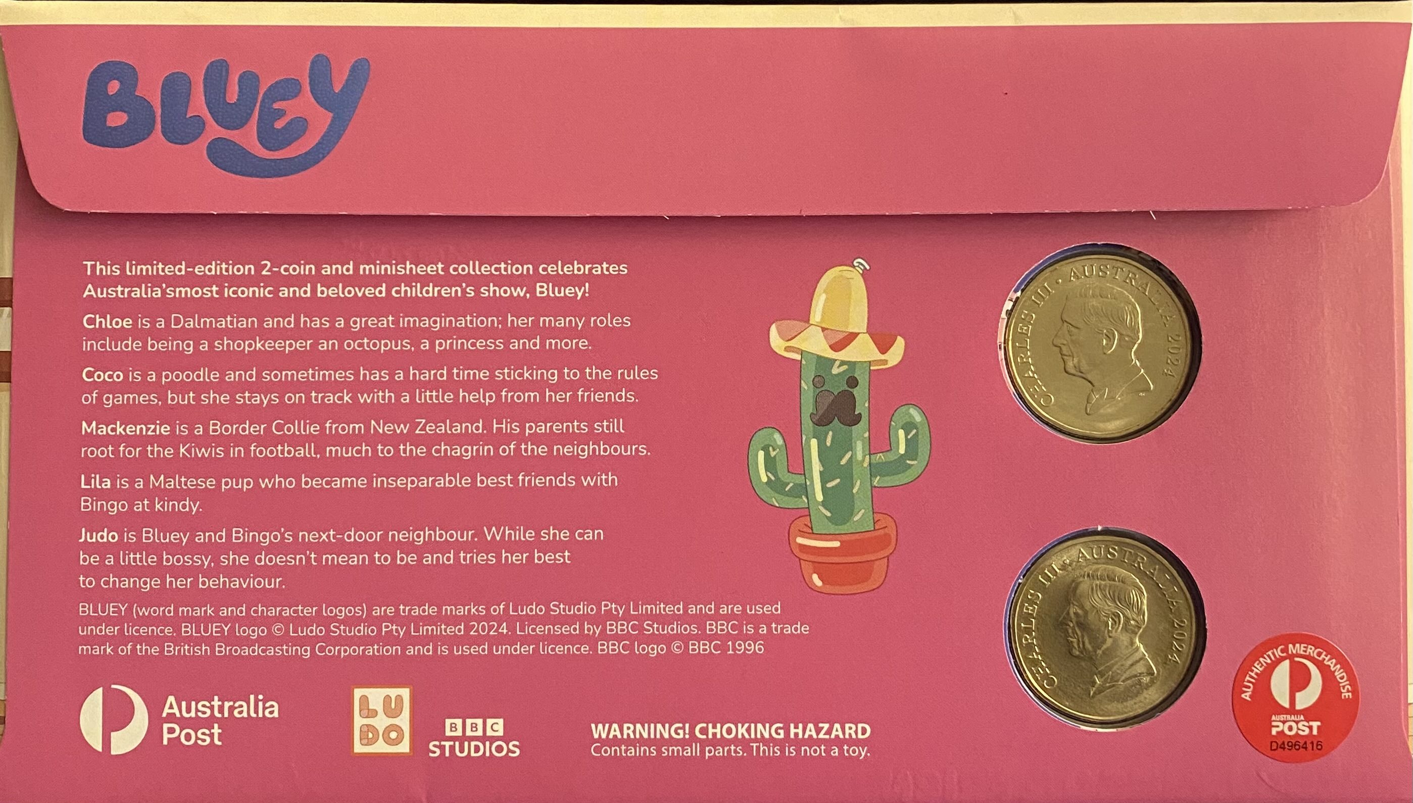 Royal Australian Mint 2024 Bluey, Bingo and Friends Limited Edition 2 Coin $1 PNC