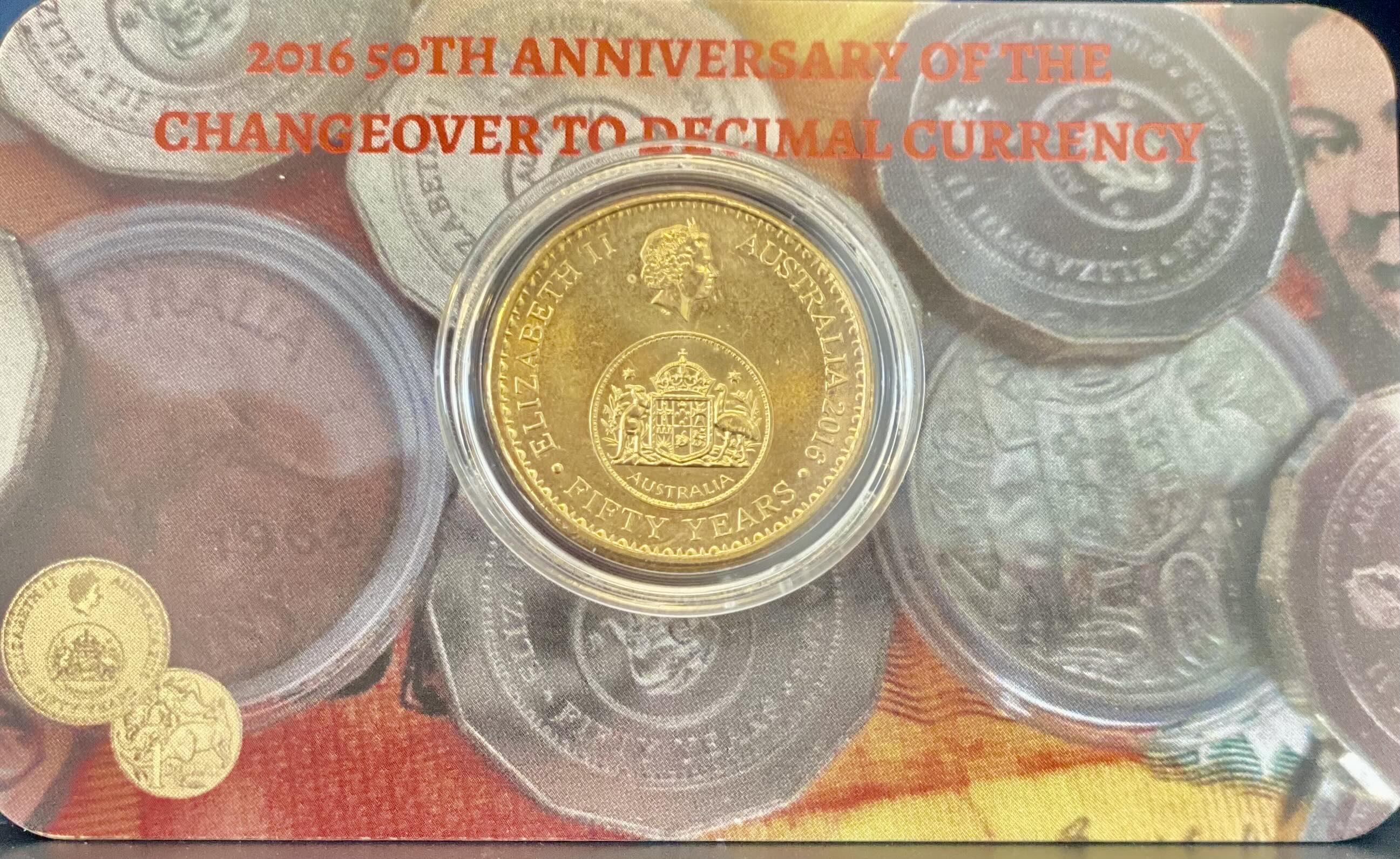 2016 50th Anniversary of Decimal Currency $1 UNC Coin In Card