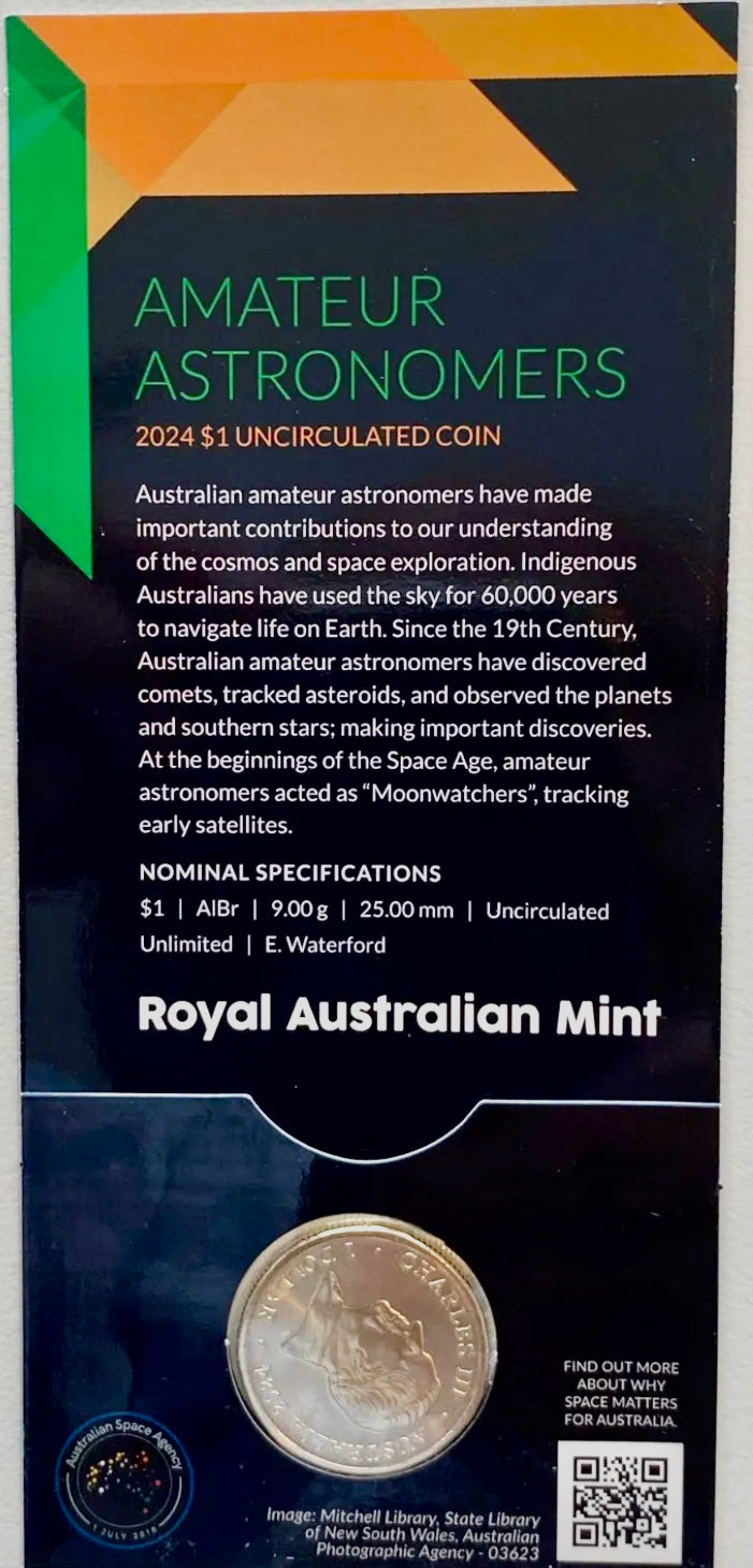 Royal Australian Mint 2024 Out of This World Australia in Space C Mintmark $1 King Charles III Counterstamp UNC Set of Six coins