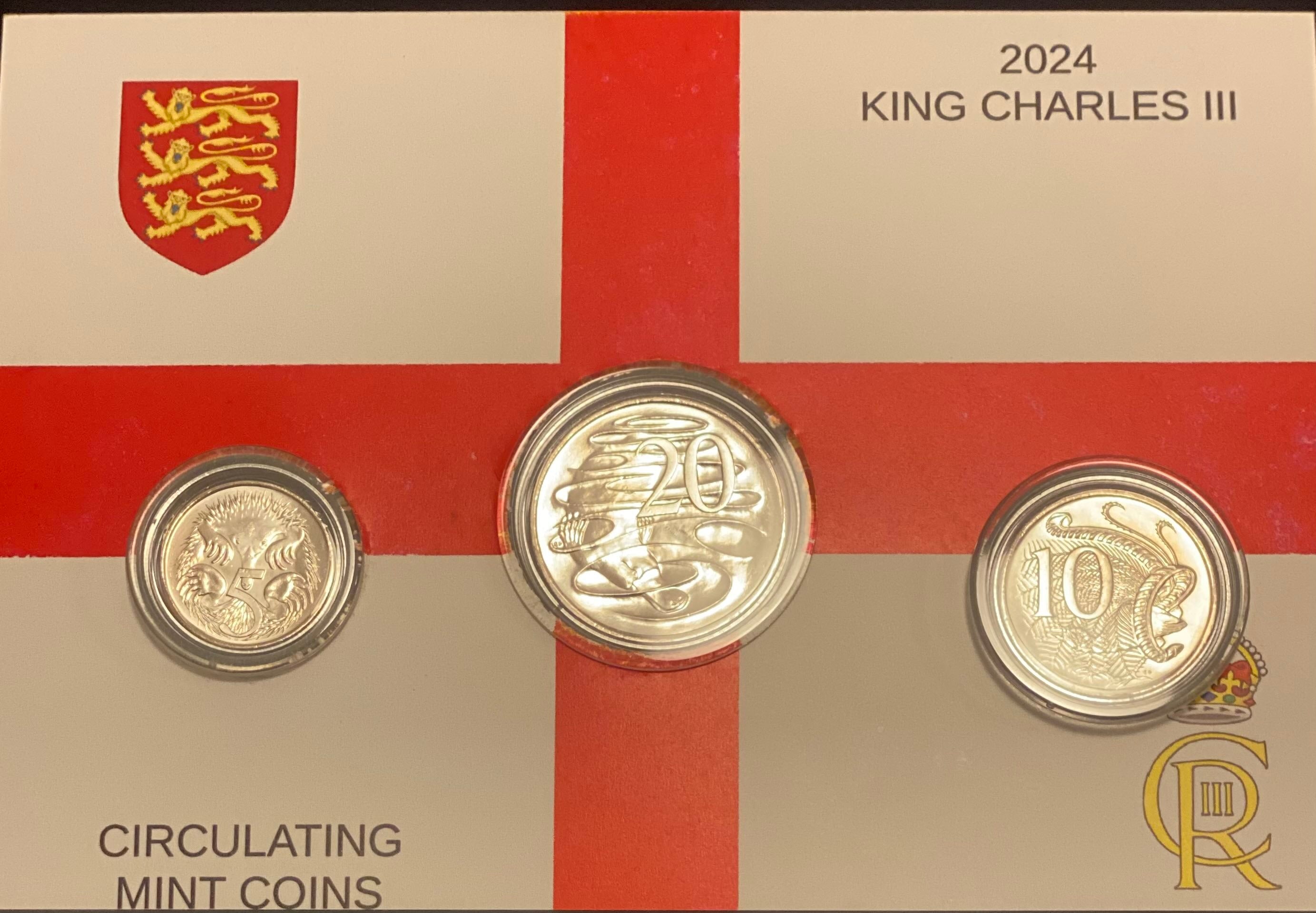 2024 King Charles III 20c/10c/5c UNC Coins In Maxi Card