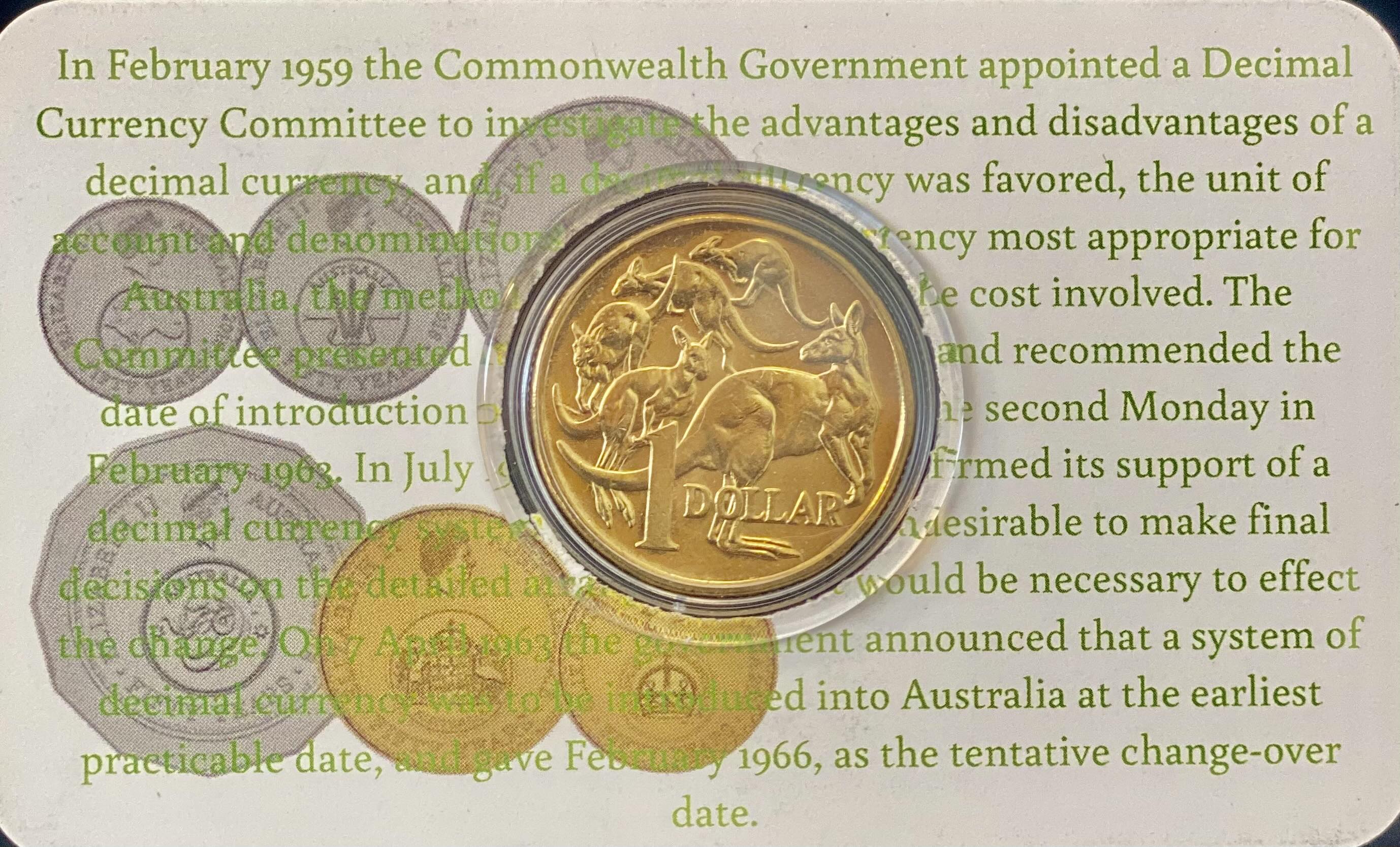 2016 50th Anniversary of Decimal Currency $1 UNC Coin In Card