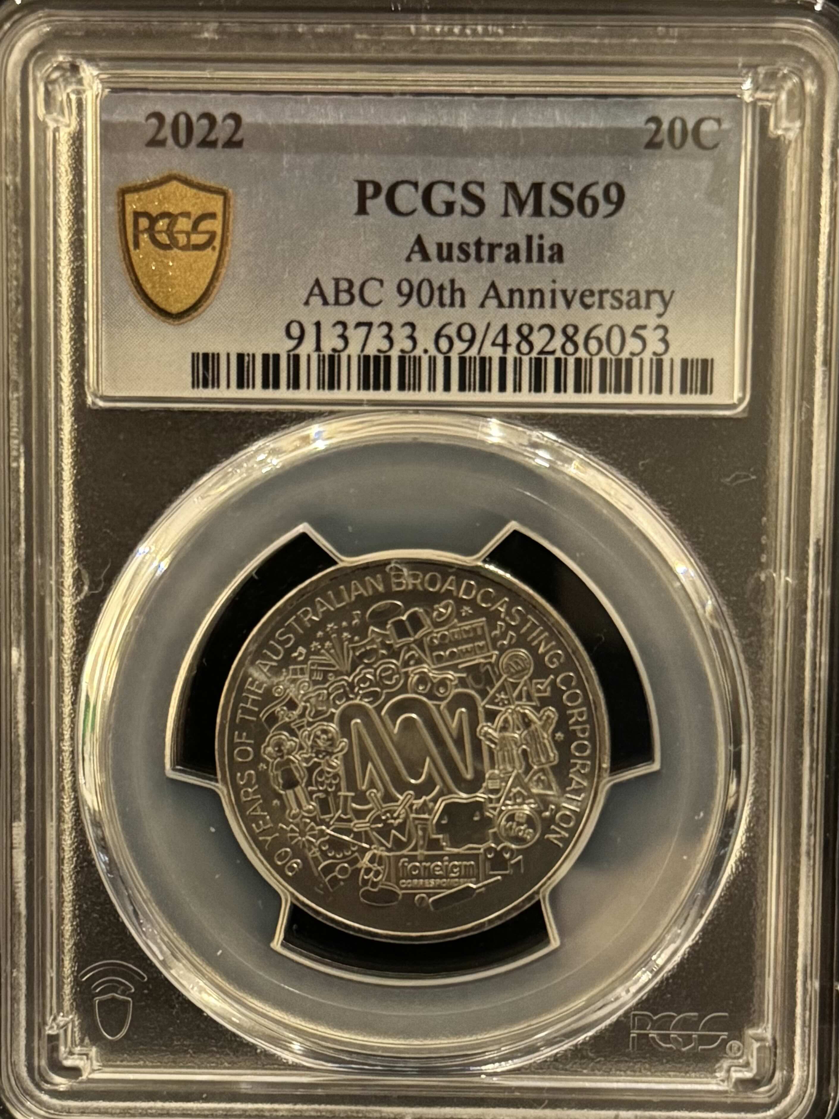 Royal Australian Mint 2022 20c ABC 90th Anniversary PCGS MS69