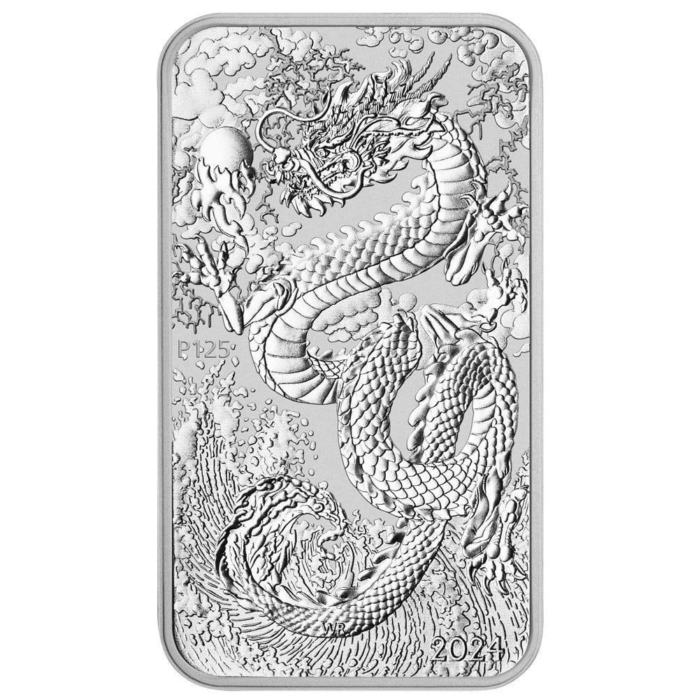 Perth Mint Dragon 1oz .999 Silver Rectangle BU Coin 2024