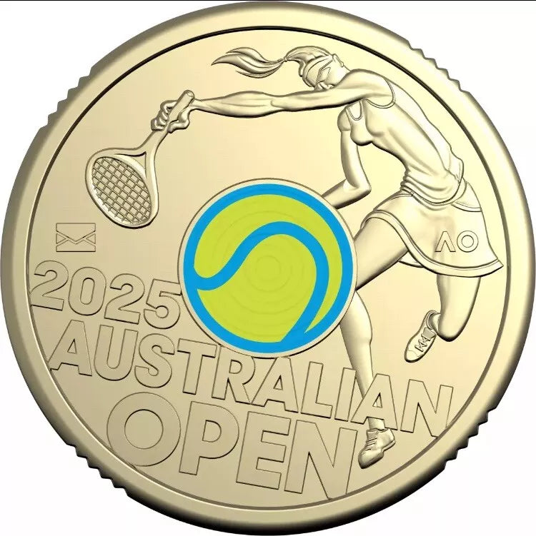 Royal Australian Mint 2025 $2 Women’s Australian Open Privy Coin Yellow Coin in Folder