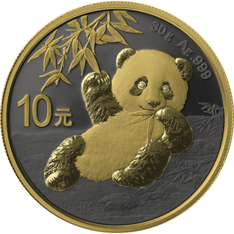 China 2021 - Panda Ag .999 30g BU store Coin - Golden Ring