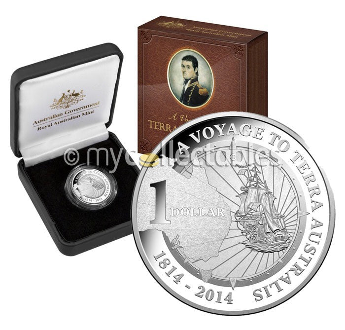 2014 $1 Fine Silver Proof C Mintmark Coin - A Voyage To Terra Australis ...