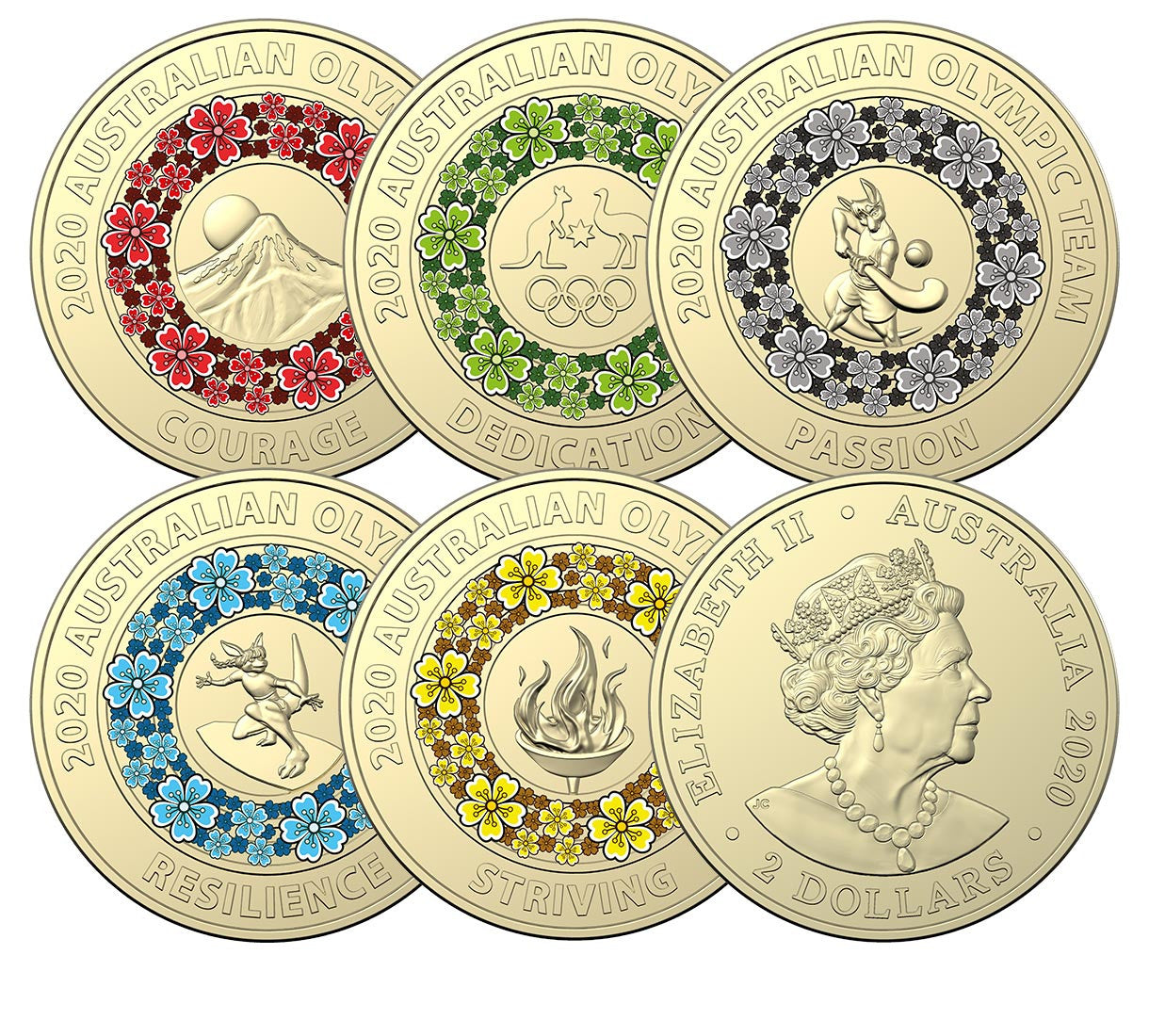2020 $2 AlBr Coloured Uncirculated Five-Coin Collection - 2020